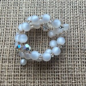 Vintage White Wrap Beaded Bracelet, 2”